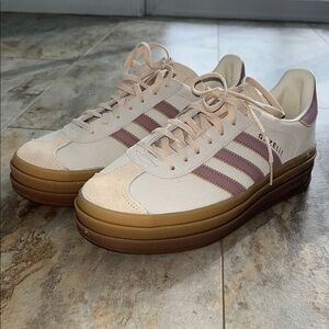 adidas Gazelle Sneakers in Cream and Brown